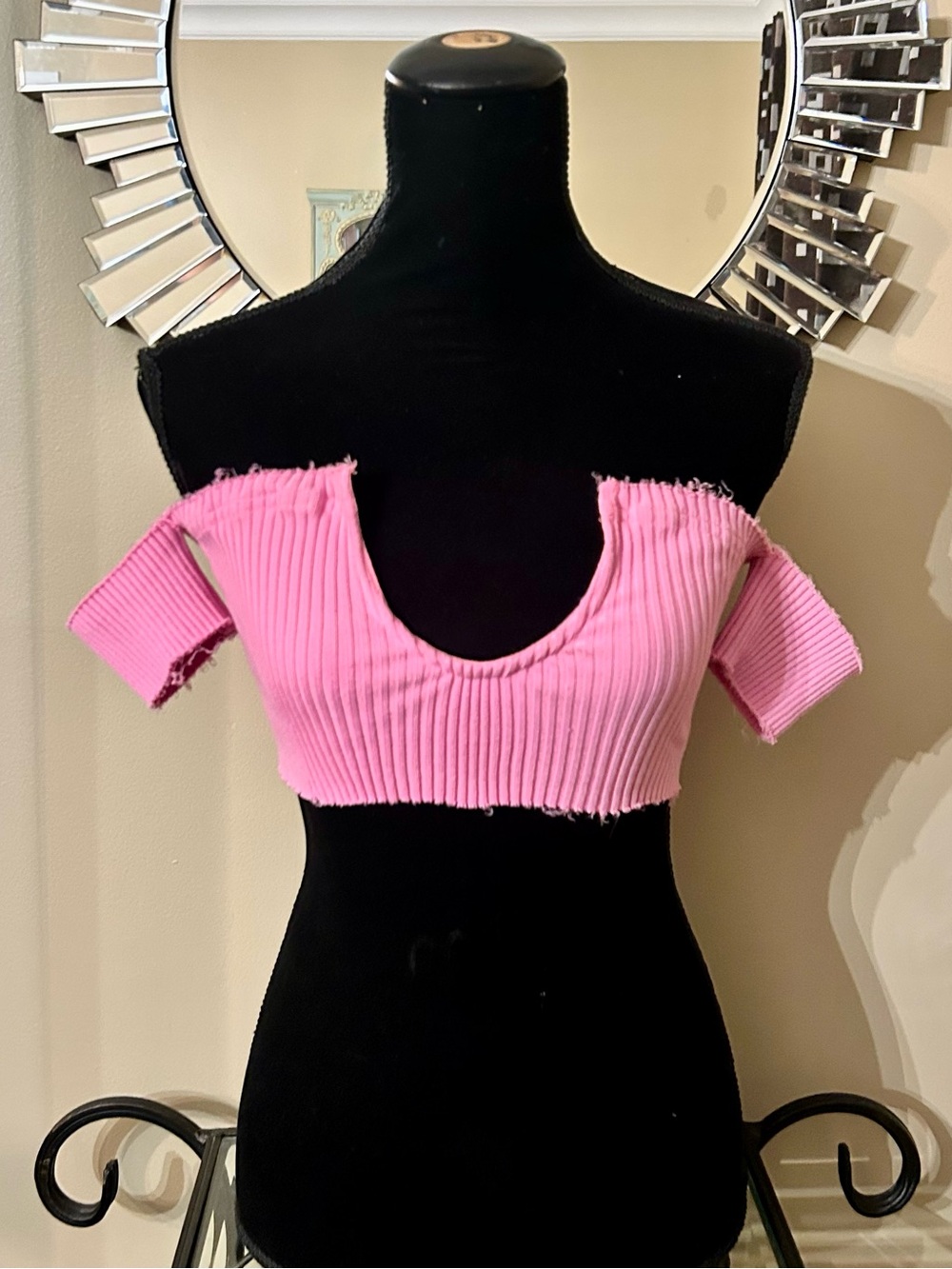 Better Be Pink Ribbed Off-Shoulder Crop Top